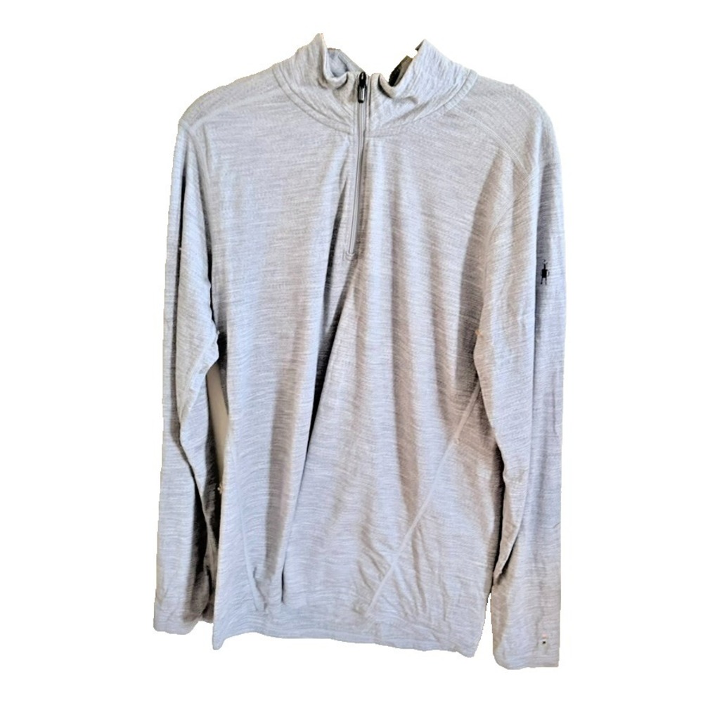 Smartwool Merino Quarter Zip Baselayer Pullover Medium Mens Grey Hiking Gorpcore